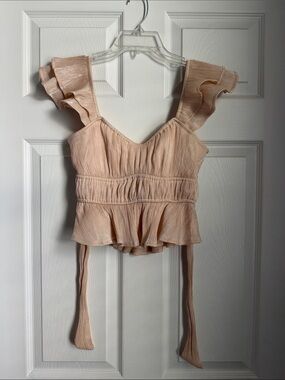 Altar'd State Blush Pink Ruffle Strap Peplum Crop Top
